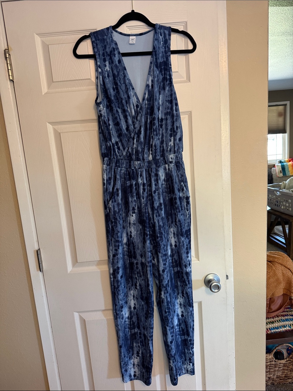 Old Navy Navy Blue Tie-Dye Sleeveless Jumpsuit